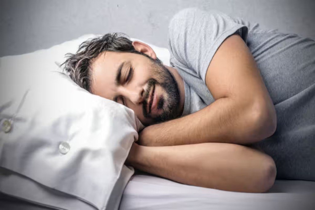 Man sleeping peacefully on his side